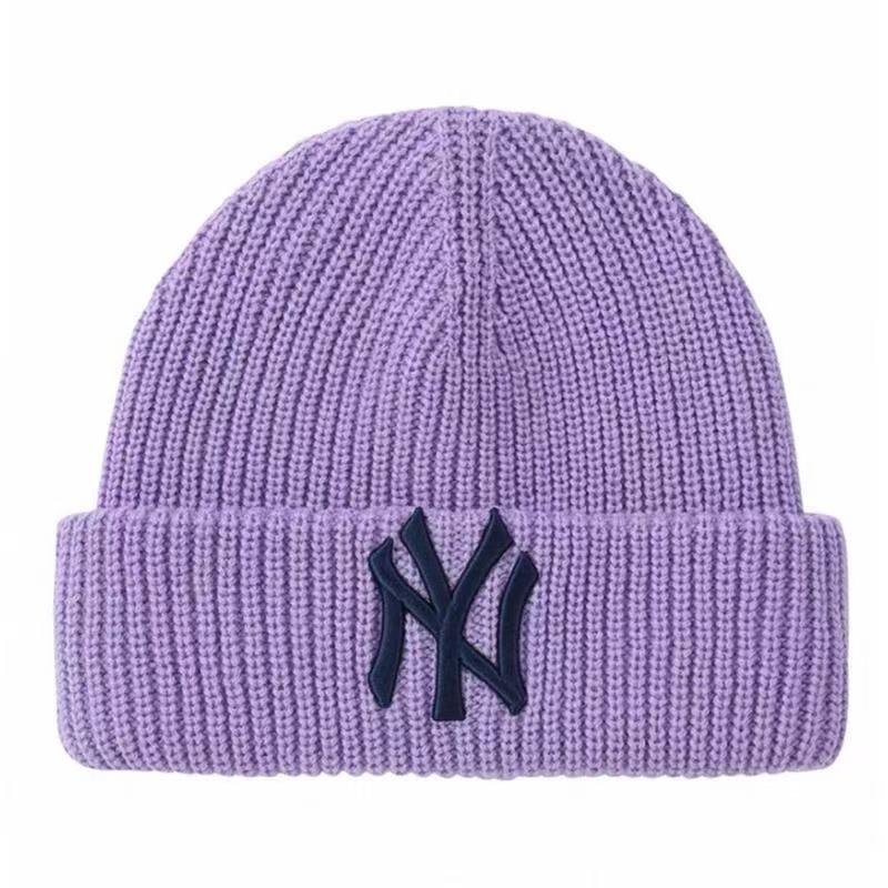 MLB毛线帽新款字母刺绣la冷帽男女情侣百搭秋冬季保暖纯色ny帽子