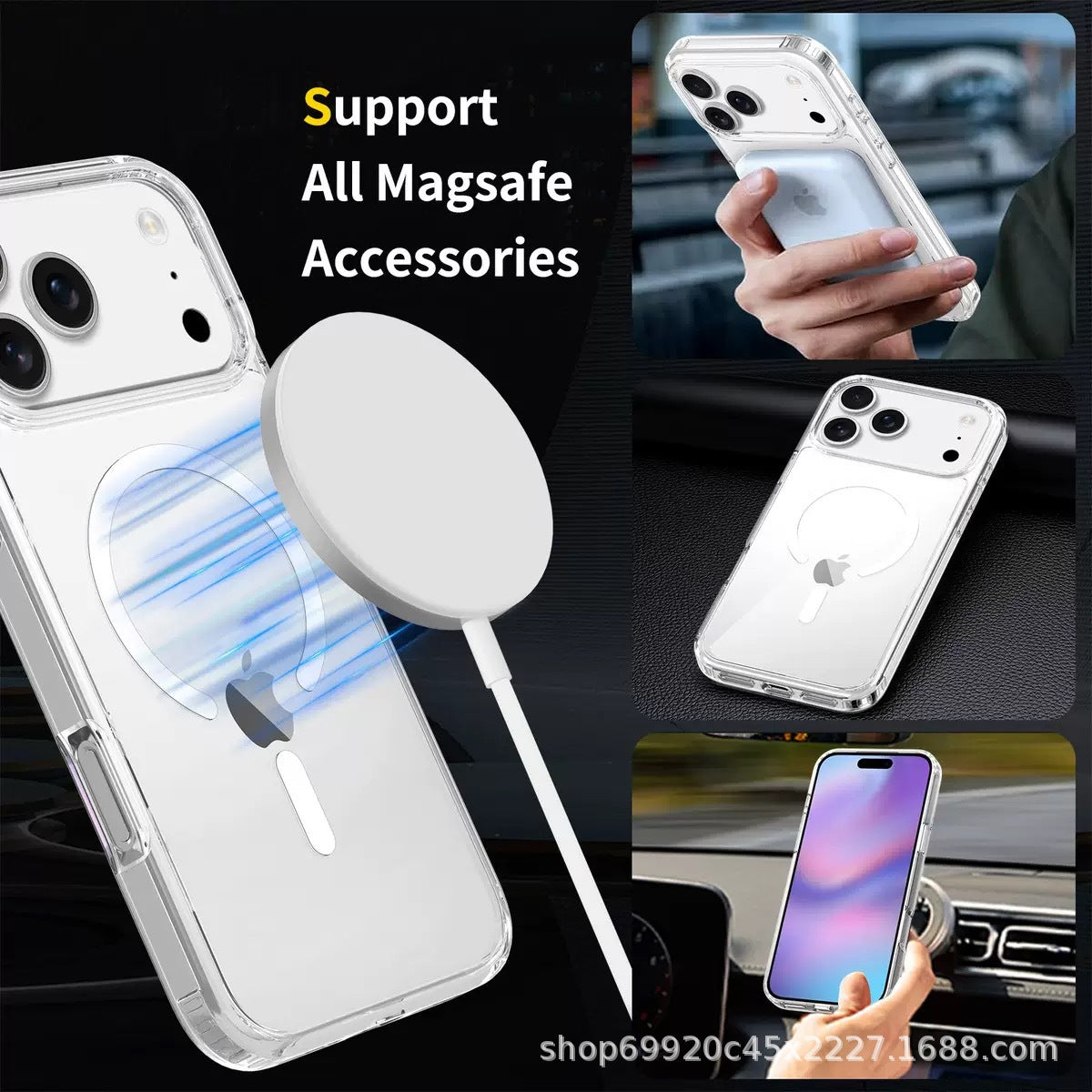 亚马逊跨境适用于苹果17promax手机壳磁吸透明iphone16防摔保护套