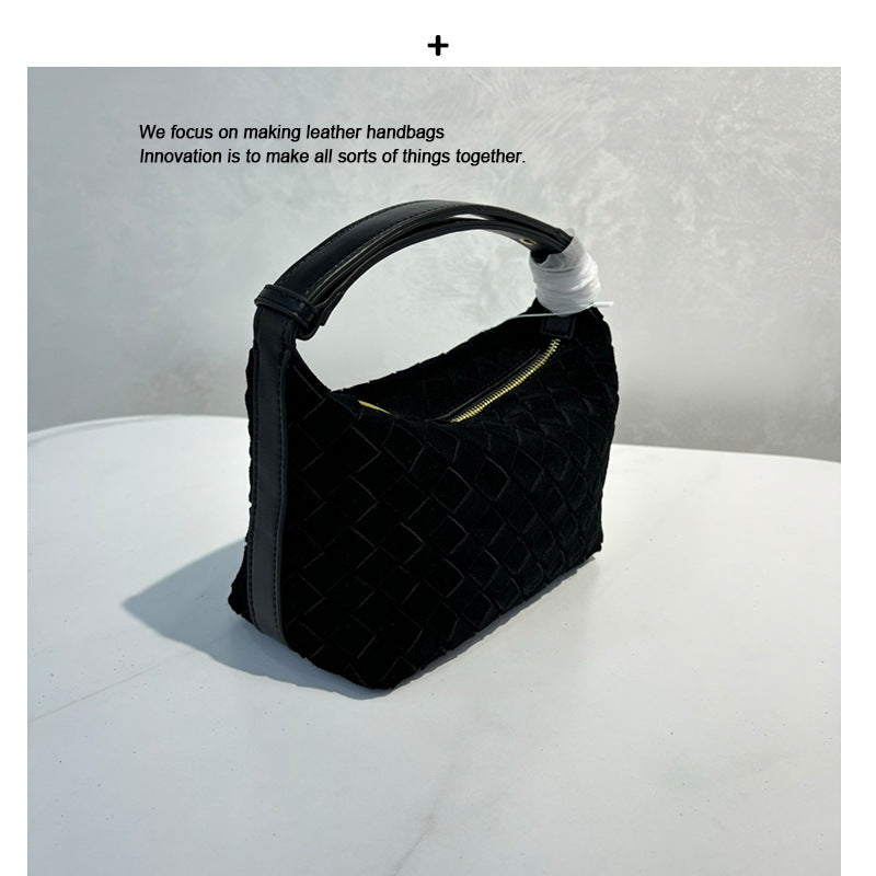 腋下包高级感真皮编织包24新款软皮包女手提手挽包百搭简约质感