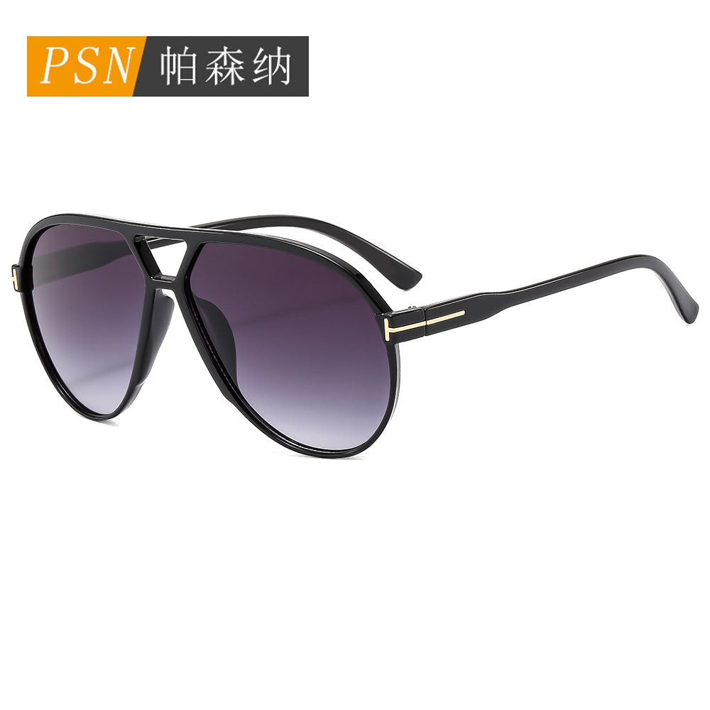新款PC全框双梁蛤蟆镜T字米钉欧美大框太阳眼镜复古飞行户外墨镜