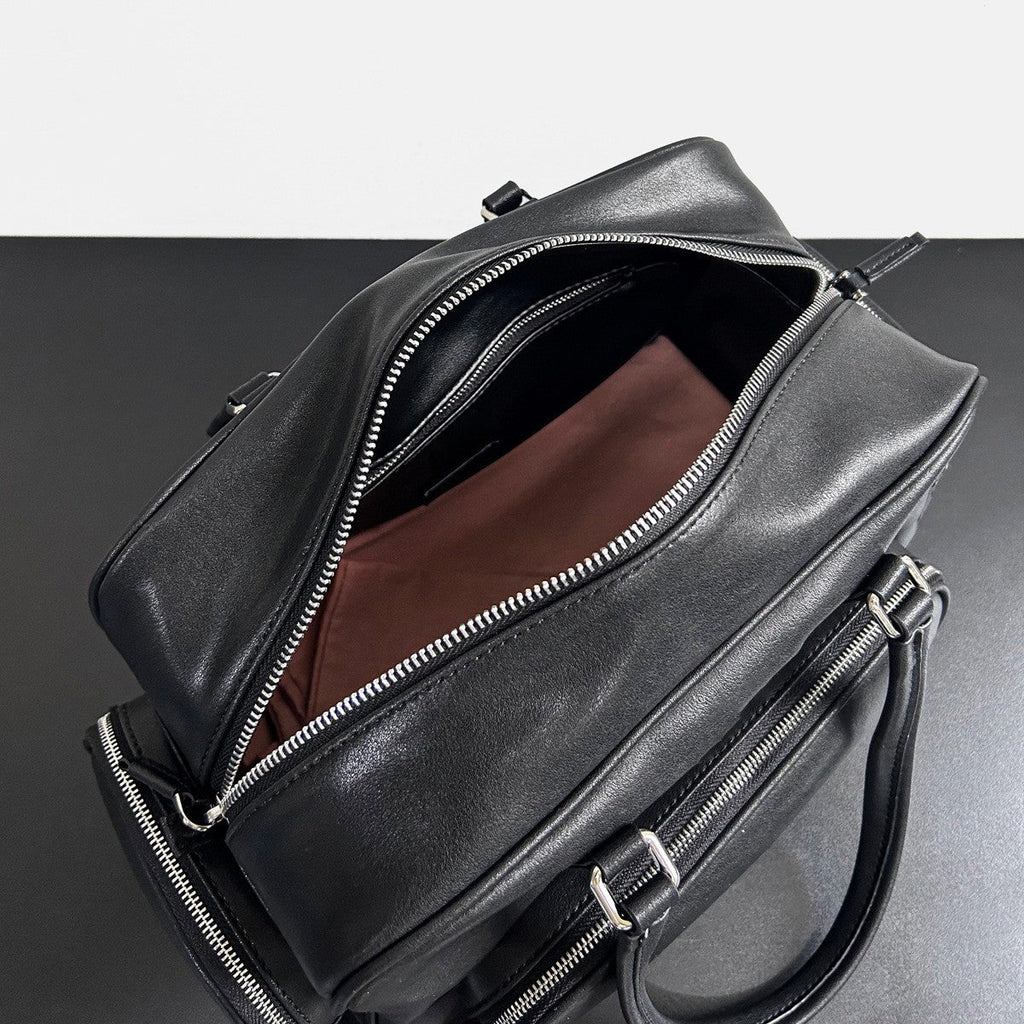 2024新款高级复古口袋机车包时尚通勤手提包大容量单肩大包包女