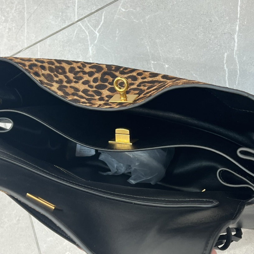 高级感包包女2024新款大容量豹纹托特包马毛手提单肩斜挎凯莉包潮