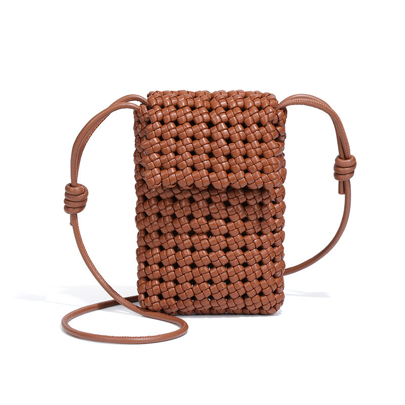 韩版时尚小众风车结编织手机包轻便百搭镂空单肩小包百搭斜挎女包