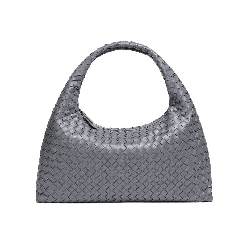 通勤百搭大容量复古手提女包质感休闲单肩腋下包时尚手工编织包包