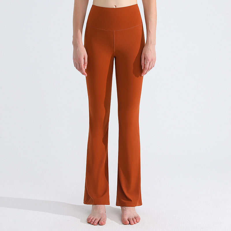 微喇叭运动瑜伽裤女高弹裸感吸湿速干健身裤高腰防卷边抑菌紧身裤