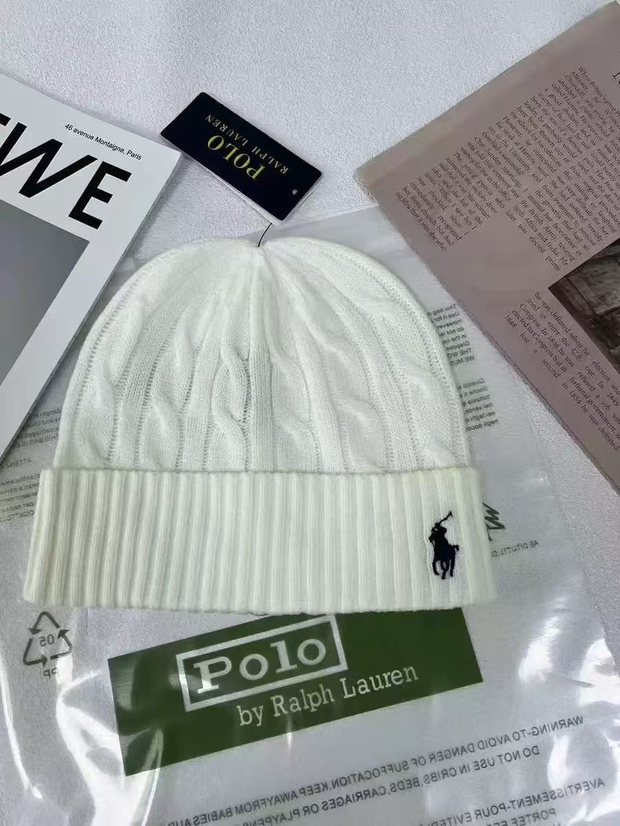 Polo小马标秋冬男女刺绣羊毛针织帽保暖毛线帽冷帽加厚成人帽现货