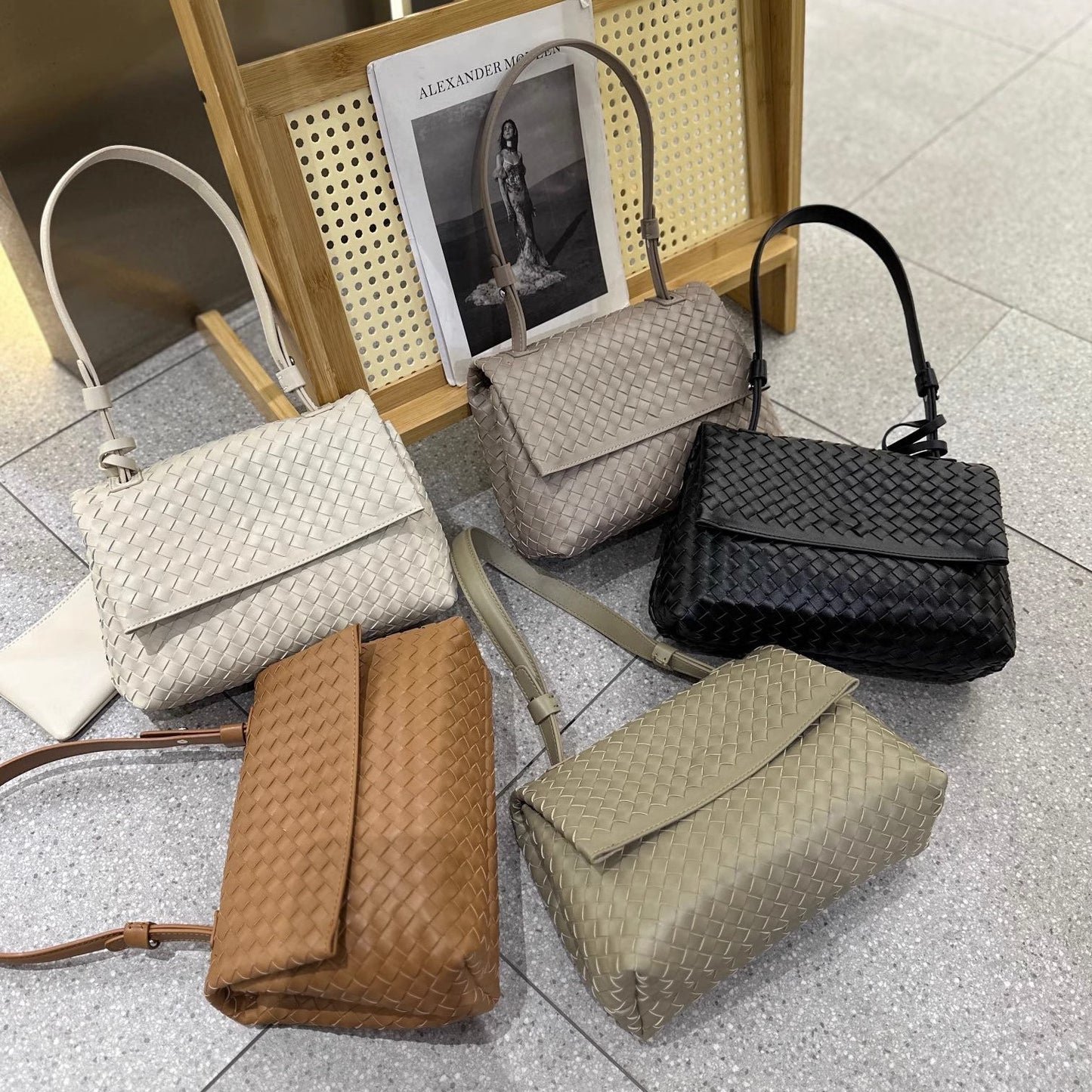 高级气质手工编织全真牛皮女包大容量单肩腋下包包外贸亚马逊批发