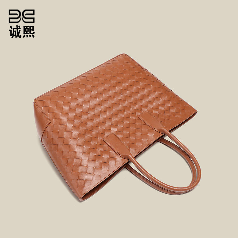 新款潮流大容量手提包通勤百搭手工编织女包跨境高级感子母托特包