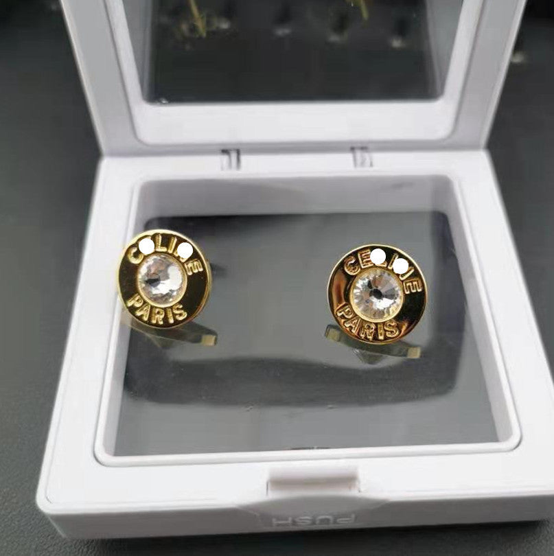 赛家新款耳环女帽子镶钻时尚气质简约冷淡风饰品圆圈水钻耳钉