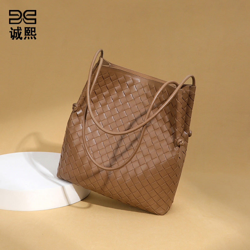 复古潮流大容量单肩腋下女包时尚手工编织包包韩版休闲子母托特包