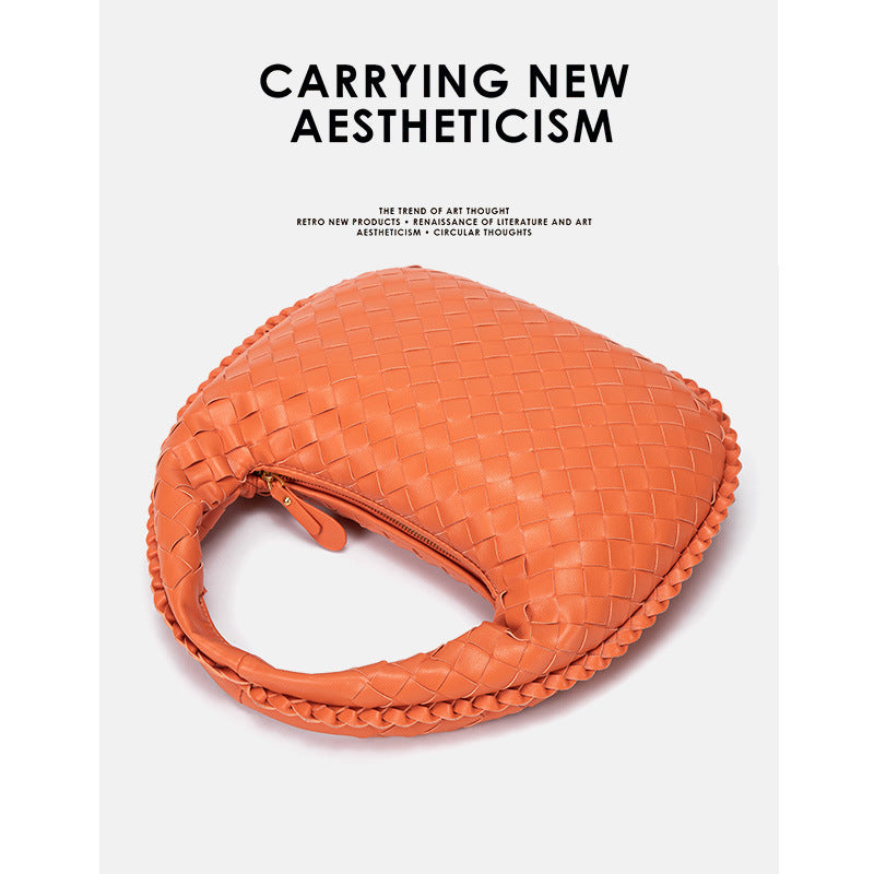 包包女2025新款编织包欧美复古菜篮子腋下包手提单肩手拎包 外贸