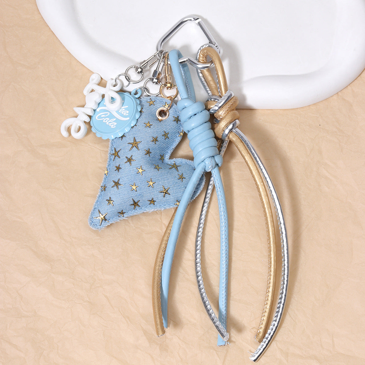 原创miu系牛仔桃心包挂钥匙多元素极繁主义包包挂件挂饰个性包挂