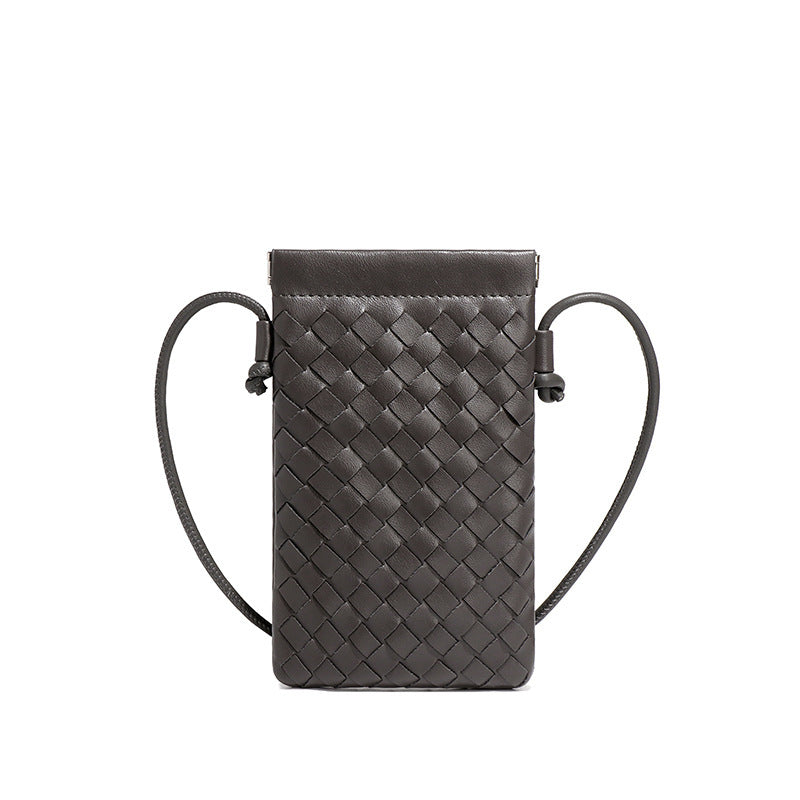 设计感竖款编织手机包定制时尚小包斜挎零钱包mini钥匙卡包单肩包