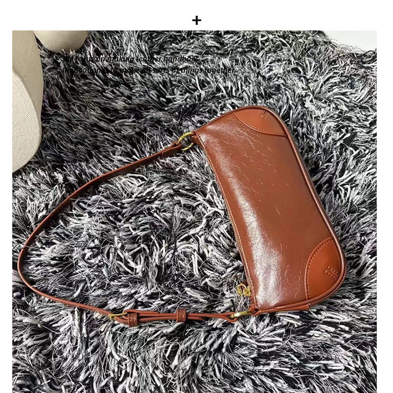 早春牛皮女包2024新款时尚潮流个性百搭单肩斜挎小包包潮真皮女包