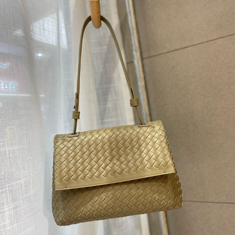 高级气质手工编织全真牛皮女包大容量单肩腋下包包外贸亚马逊批发