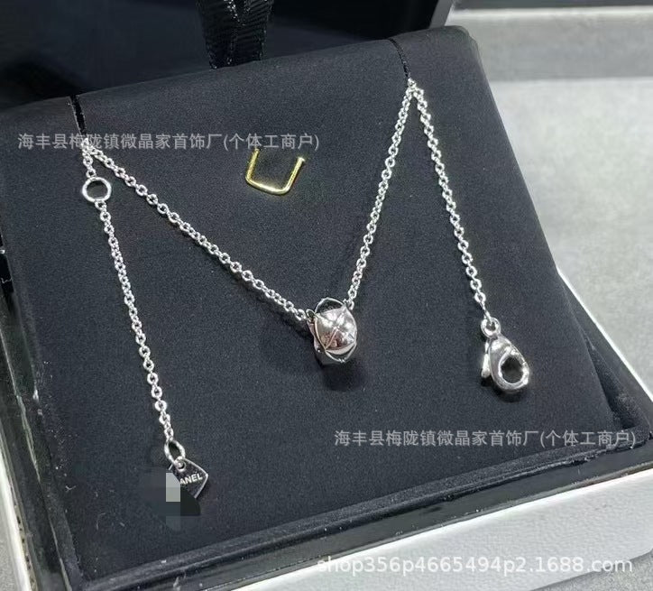 高版本coco菱格小金豆项链CNC精工版本S925银镀18K玫瑰金厂家直销