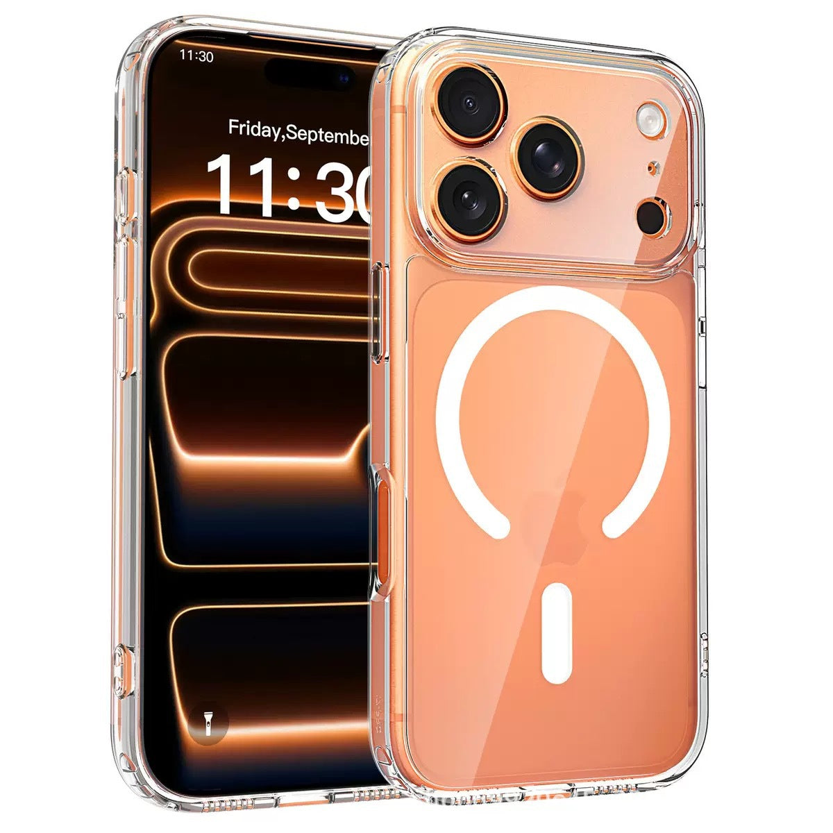 来图定 制外贸跨境适用苹果17promax手机壳磁吸透明iphone16防摔