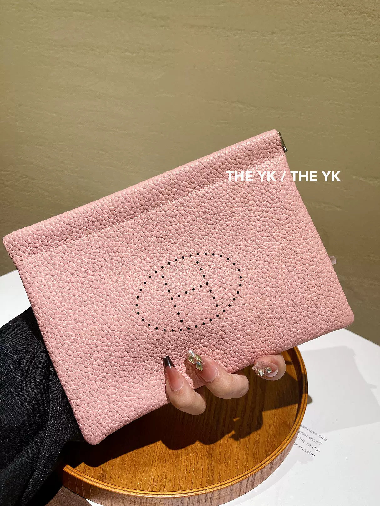 H家真皮手机包头层牛皮荔枝纹多色化妆包收纳包招财零钱包口红包