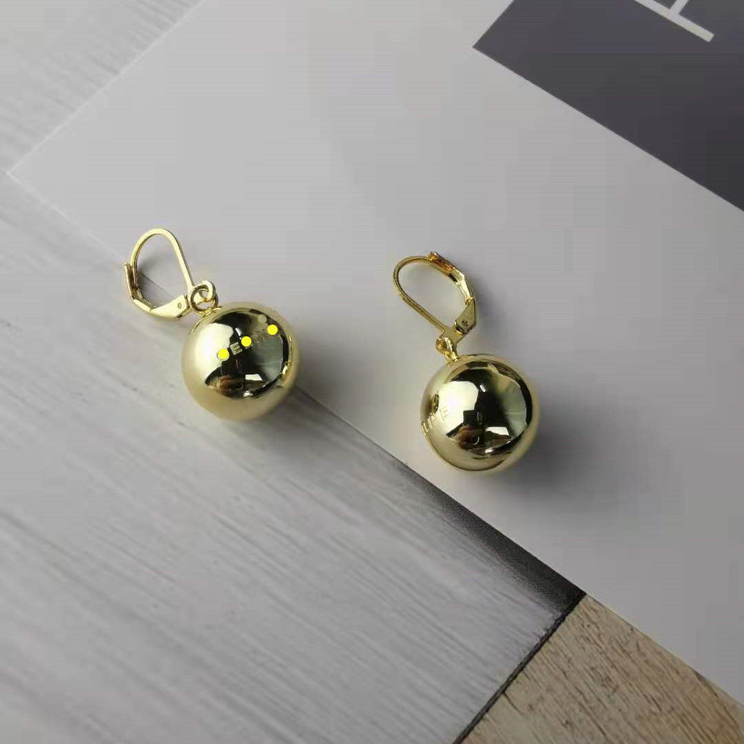 赛家新款圆球耳环项链球形金球高级感时尚法式锁骨链圆形耳饰