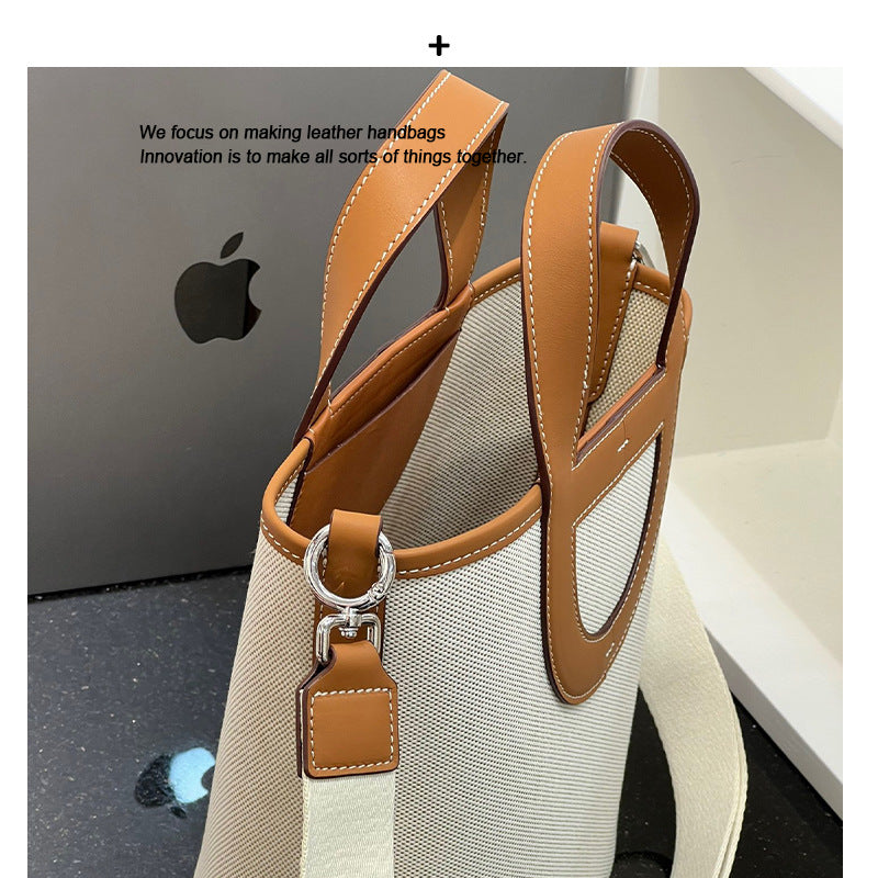 高级感猪鼻子包包大容量女包2024新款真皮小众水桶包斜挎菜篮子包