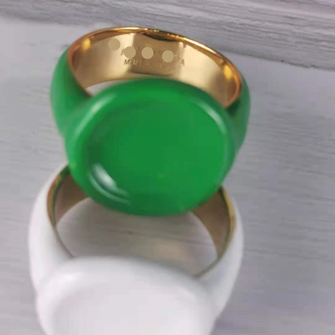 厂家批发BV家高版圆圈戒指欧美风高级感滴油糖果色不规则圆形戒指