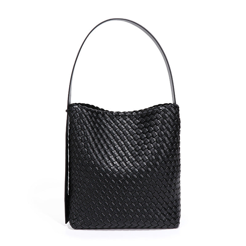 2025秋冬新款大容量水桶包编织女包单肩腋下包韩版潮流子母托特包