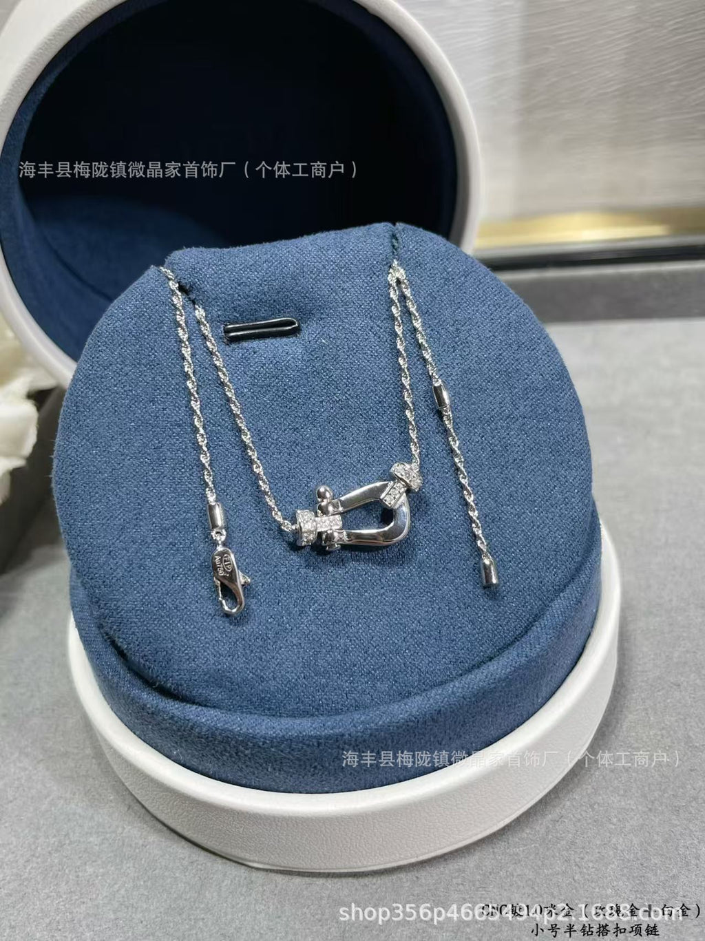 费雷德高版本fred马蹄项链S925银镀18K厚金镶钻航海项链厂家直销