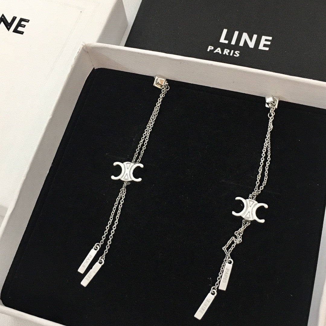 赛林家22新款凯旋门耳线长款流苏项链女高级感黄铜镀金耳钉