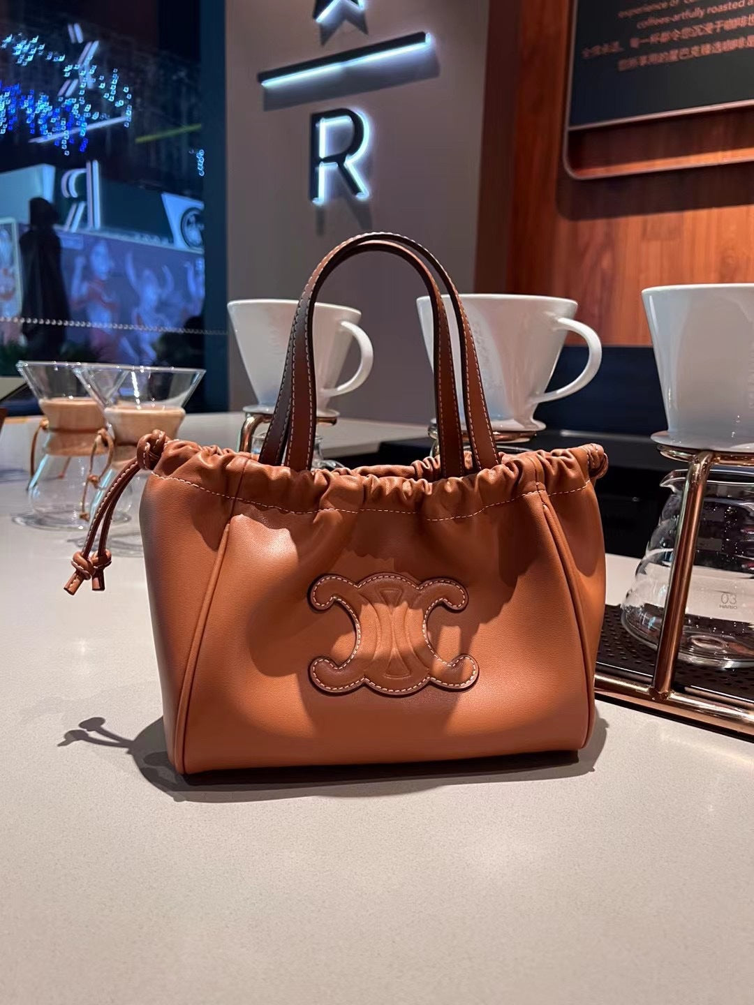 2024新款复古手提包凯旋门牛皮腋下托特包包女单肩斜挎包小众设计