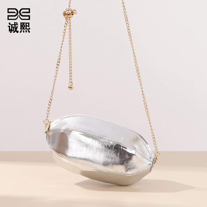 外贸出口个性橄榄球包韩版潮流小金球斜挎女包网红直播爆款单肩包