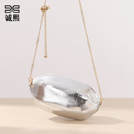 外贸出口个性橄榄球包韩版潮流小金球斜挎女包网红直播爆款单肩包