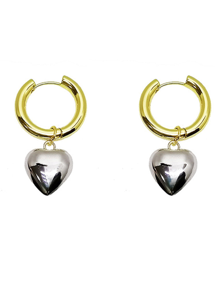 巴家耳环爱心耳坠法式桃心心形可拆卸个性简约时尚一款俩戴耳圈