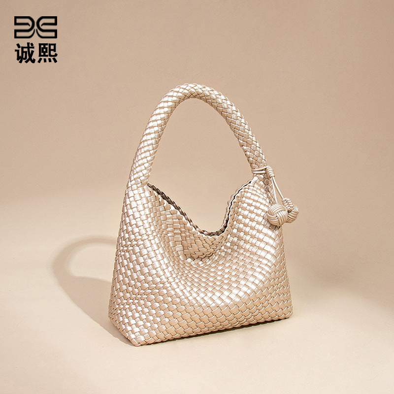 欧美新款手工编织包包个性手提子母包小众单肩腋下包休闲托特包女