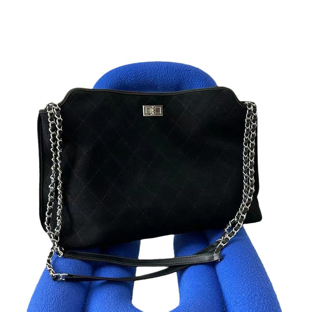 2023秋冬新款小香包复古磨砂皮大容量链条托特包单肩斜挎大包