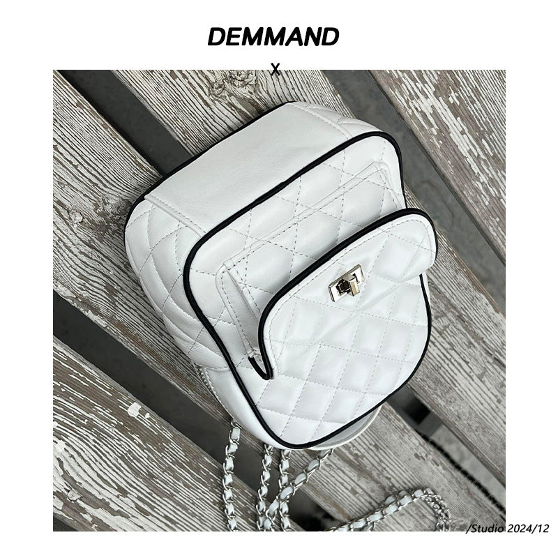 高级感小众菱格双肩包包女2025新款时尚百搭双肩书包单肩旅行包潮