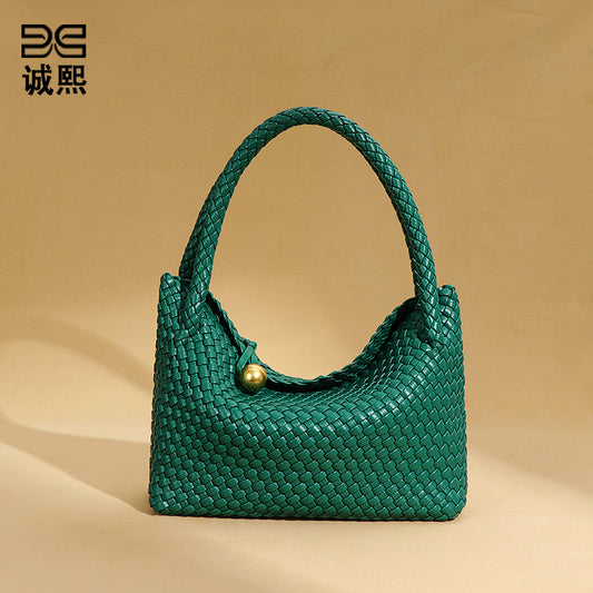 跨境时尚爆款手工编织包包女小众设计单肩腋下包高级感复古饭盒包