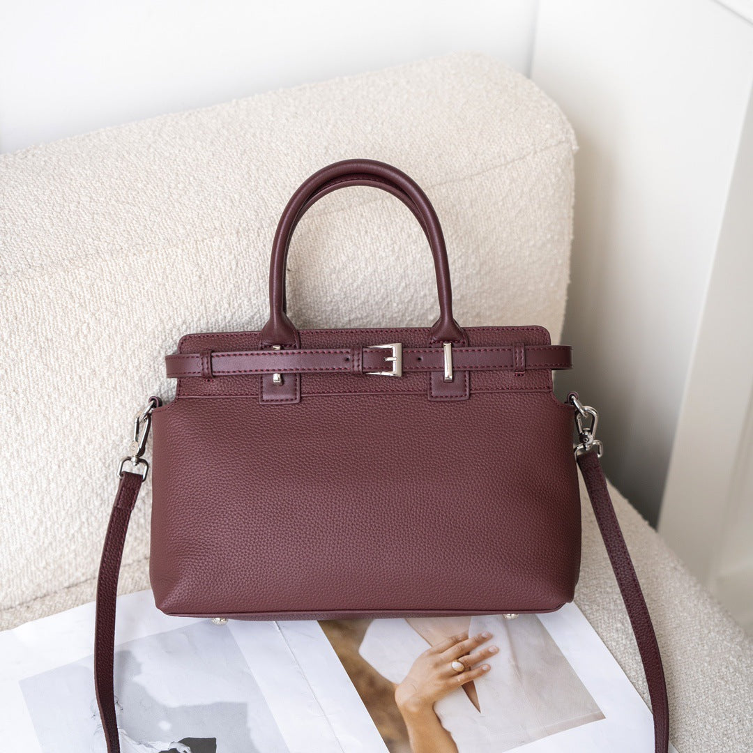 真皮女包韩版时尚百搭头层牛皮女手提单肩实用气质托特包一件代发