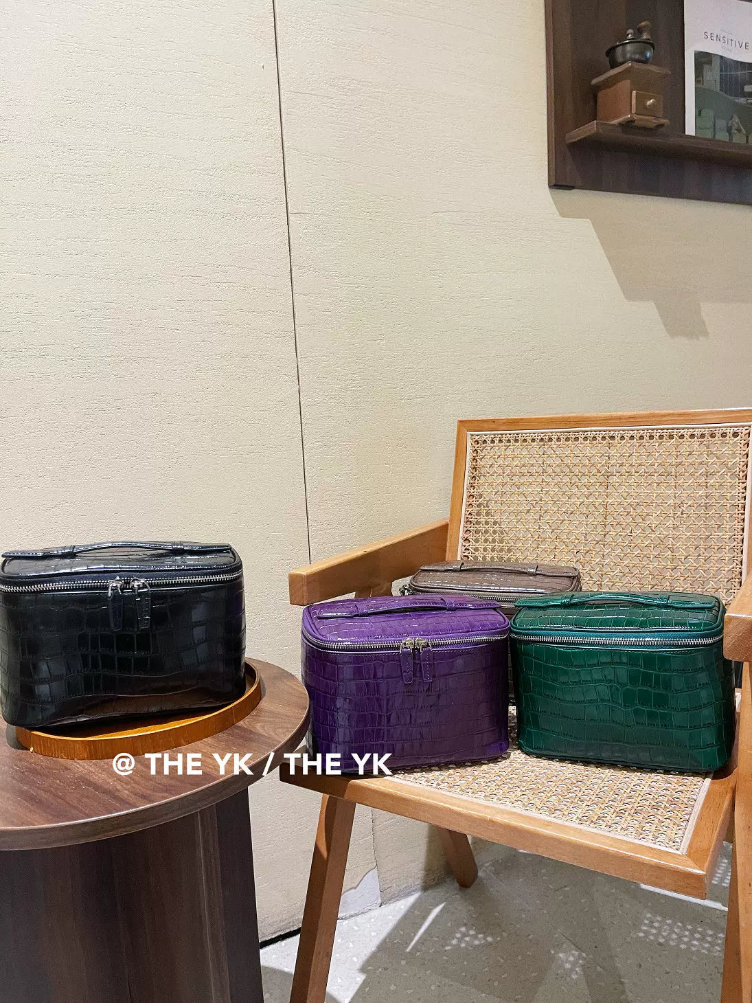真皮饭盒包鳄鱼纹洗漱包大容量高级感护肤品收纳包出差旅行化妆包