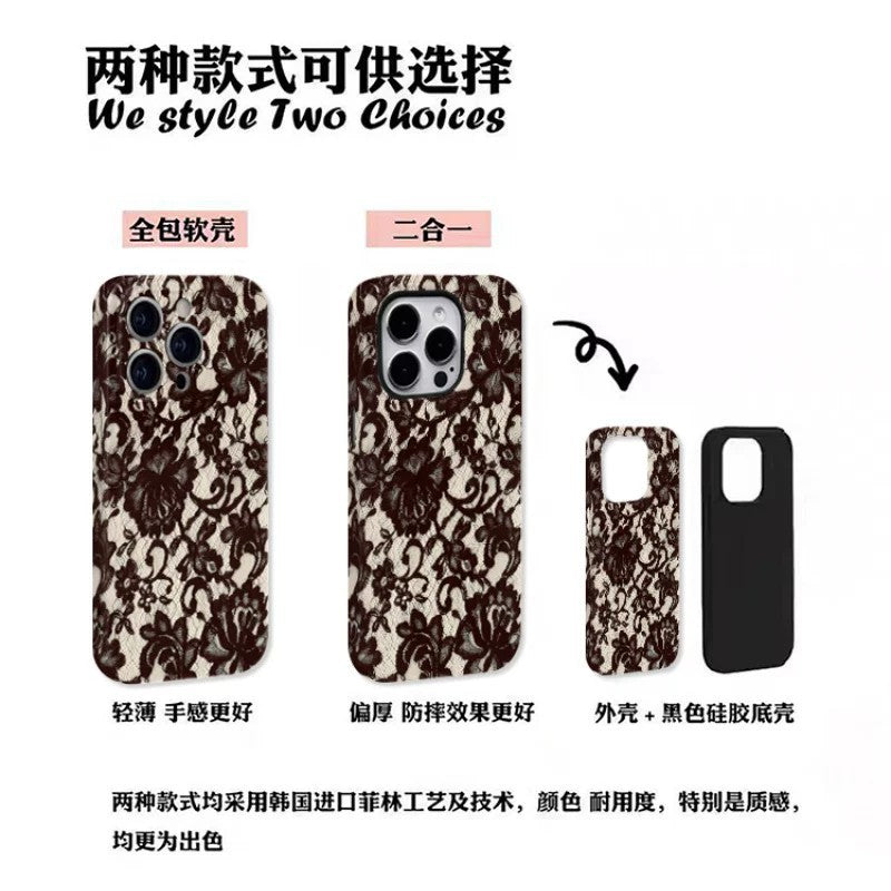 蕾丝花纹菲林二合一磁吸适用苹果17promax手机壳iPhone16三星s26