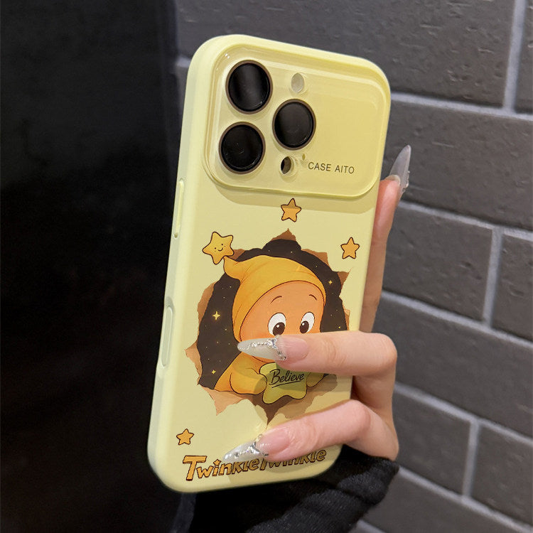 睡帽星星人跨境液态大视窗适用苹果17Promax手机壳iPhone16软硅胶