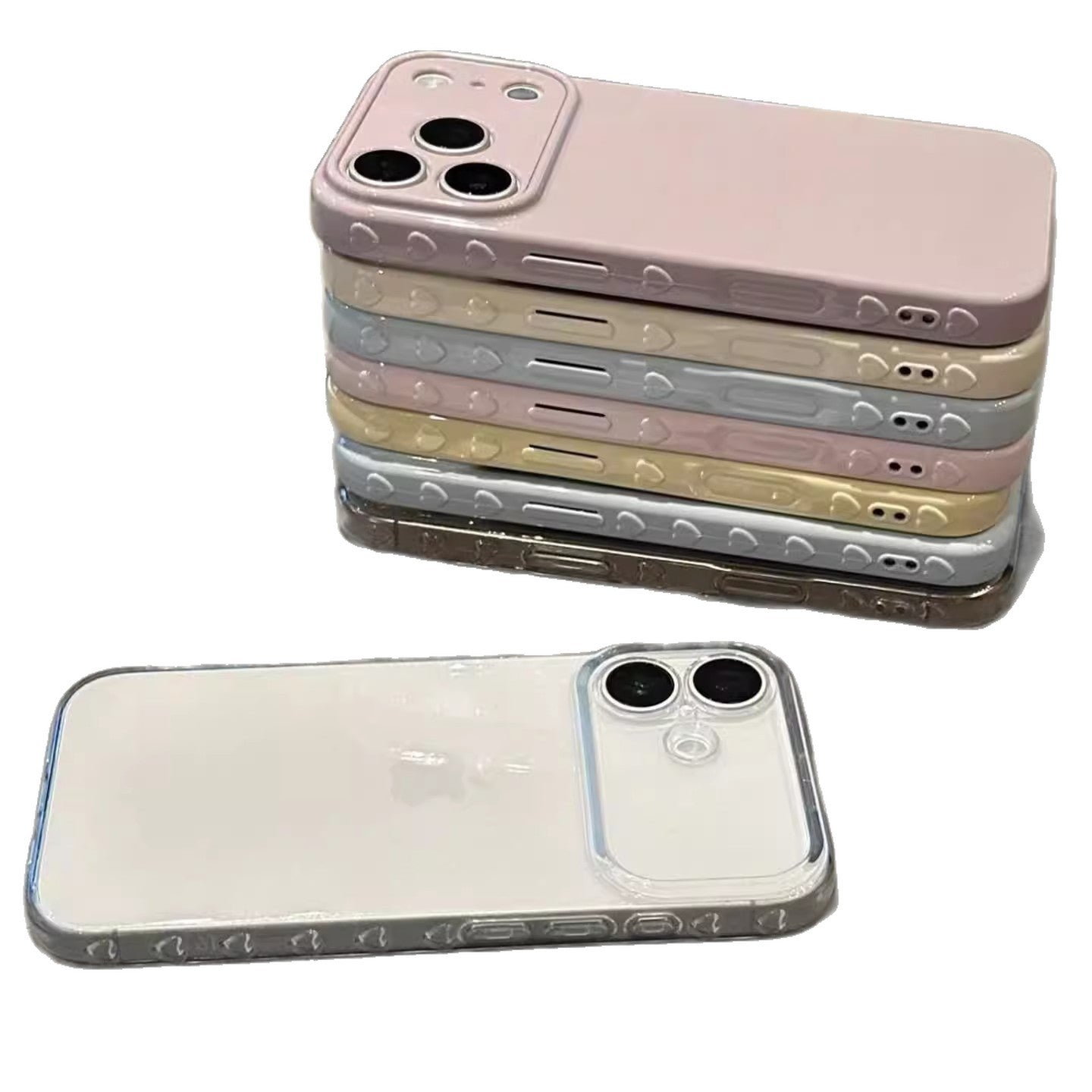 来图定 制侧边立体爱心手机壳ins风适用苹果17Promax软iPhone1615