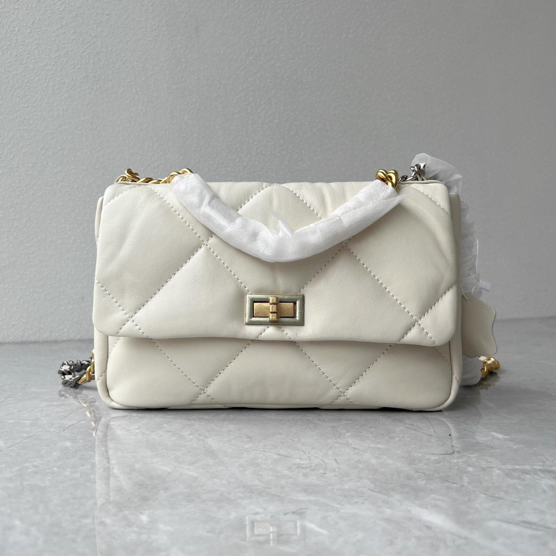 进口头层羊皮女包2024小香链条单肩大容量菱格时尚斜跨真皮女包厂