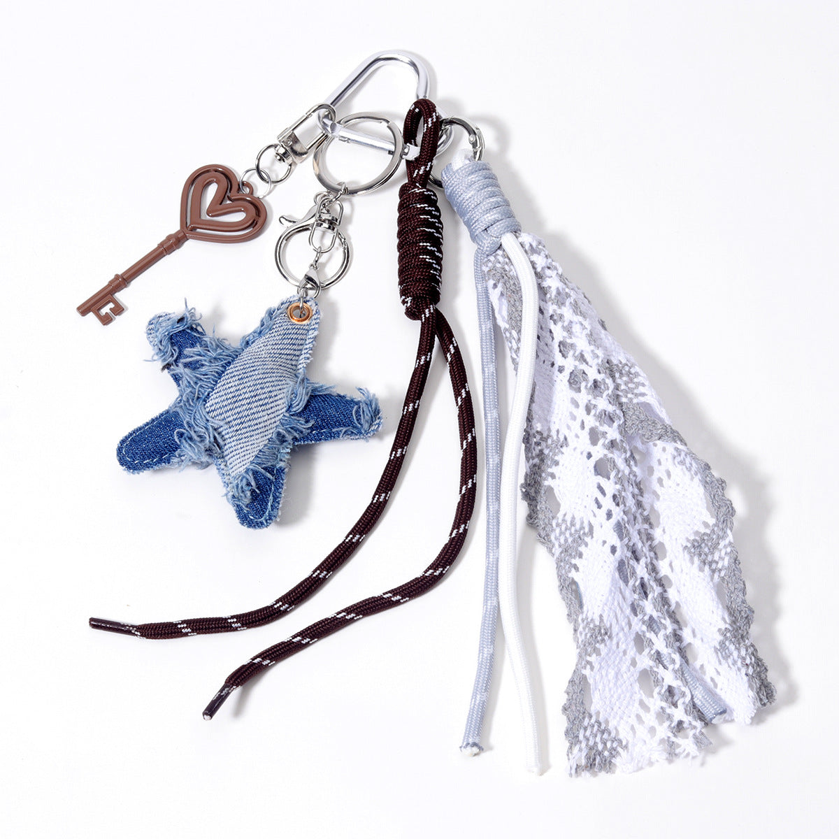 量大价优跨境直供五角星PU皮革包挂牛仔布挂件包包挂吊饰钥匙扣