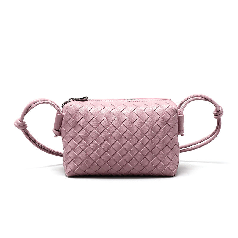 夏季新款马卡龙小巧手工编织批发女包简约纯色时尚百搭斜挎小方包