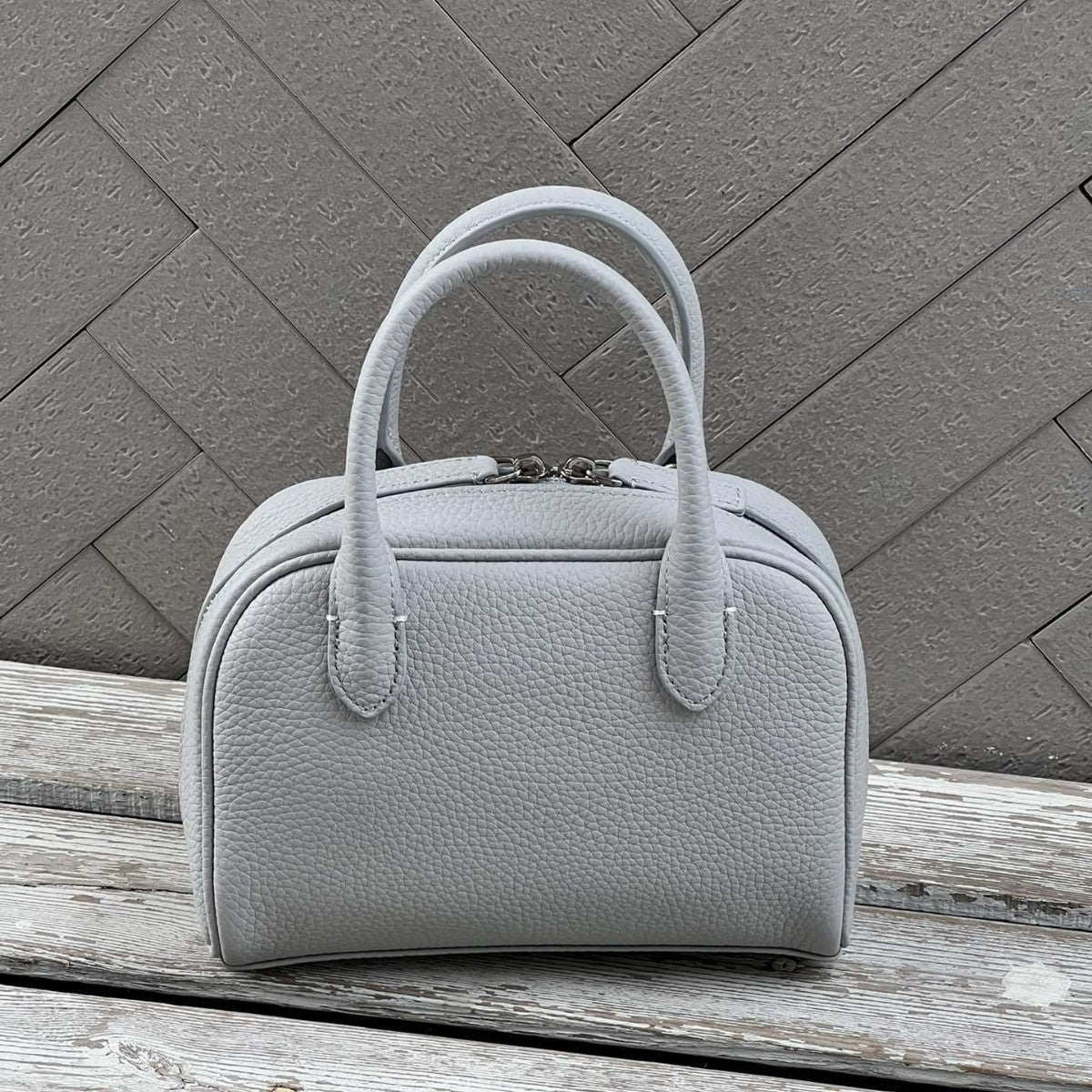 头层牛皮波士顿枕头包韩国小众真皮保龄球手提包时尚单肩斜挎包女