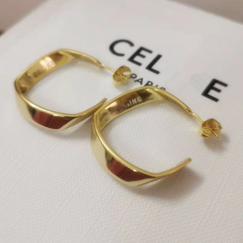 赛家新款复古方形耳圈时尚几何耳环潮韩国气质冷淡风耳钉女