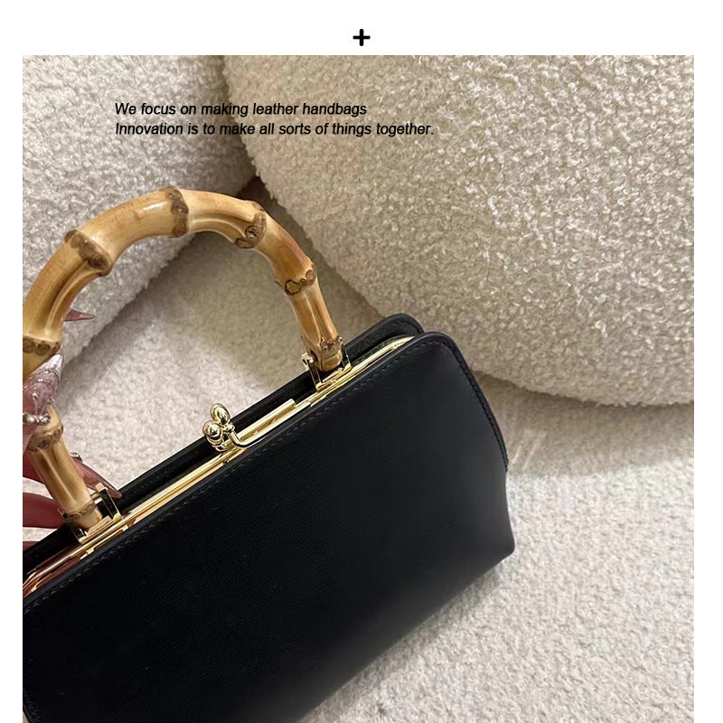 真皮头层牛皮包包女士2024新款欧美时尚竹节手提包单肩斜挎夹子包