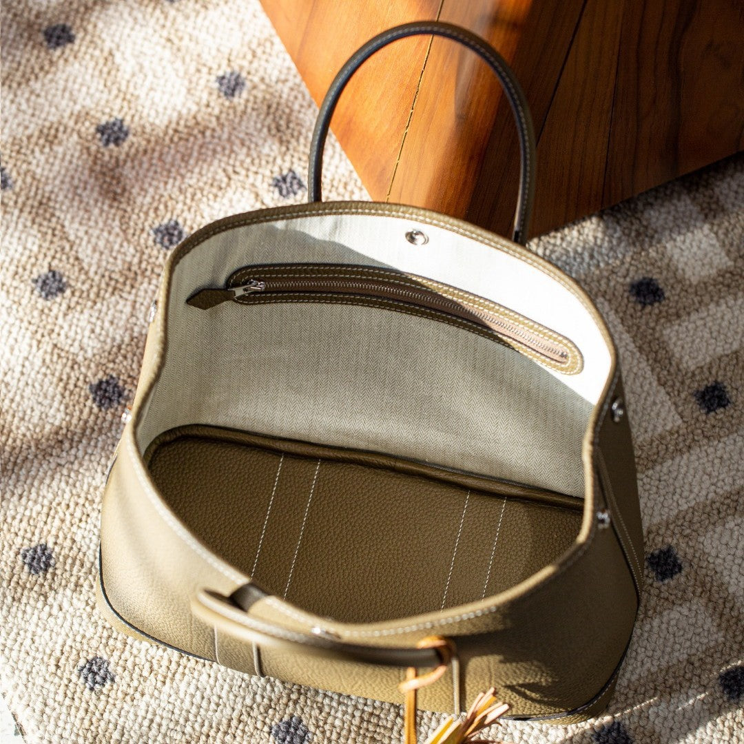 手工蜡线Garden party花园包真皮手提托特包通勤妈咪包购物袋女