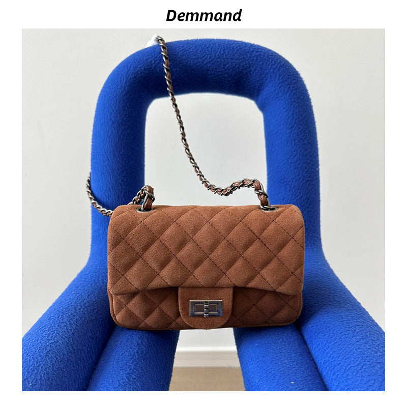 2023秋冬新款高级感复古锁扣车载线菱格链条单肩腋下包斜挎包潮女