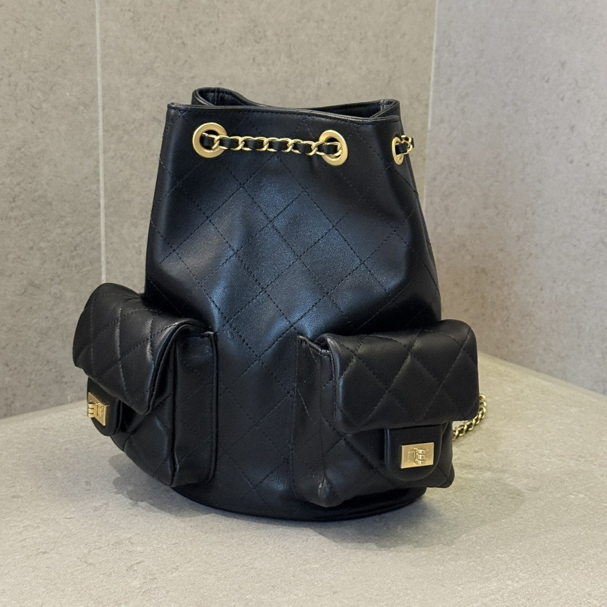 复古双肩包包2025新款抽带菱格手提包小书包女包单肩包包